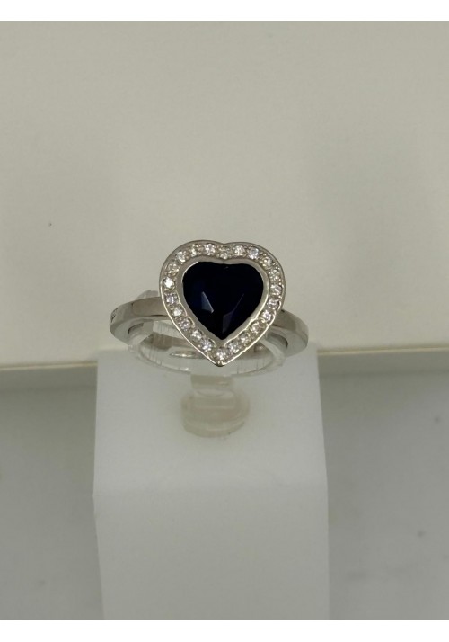 SORTIJA PLATA CIRCONITAS Y PIEDRA AZUL