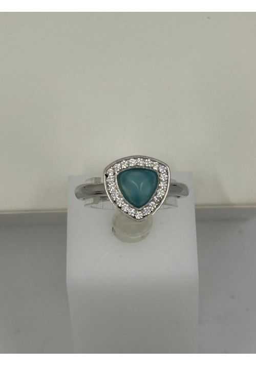 SORTIJA PLATA CIRCONITAS Y PIEDRA AZUL CLARO