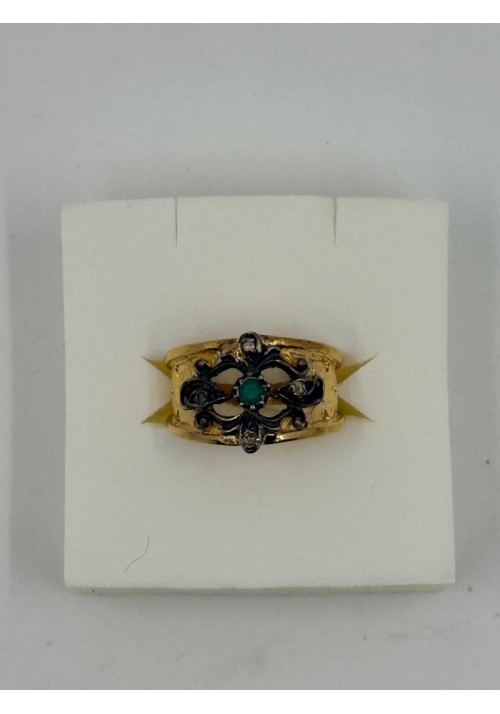 SORTIJA PLATA CHAPADA CON PIEDRAS