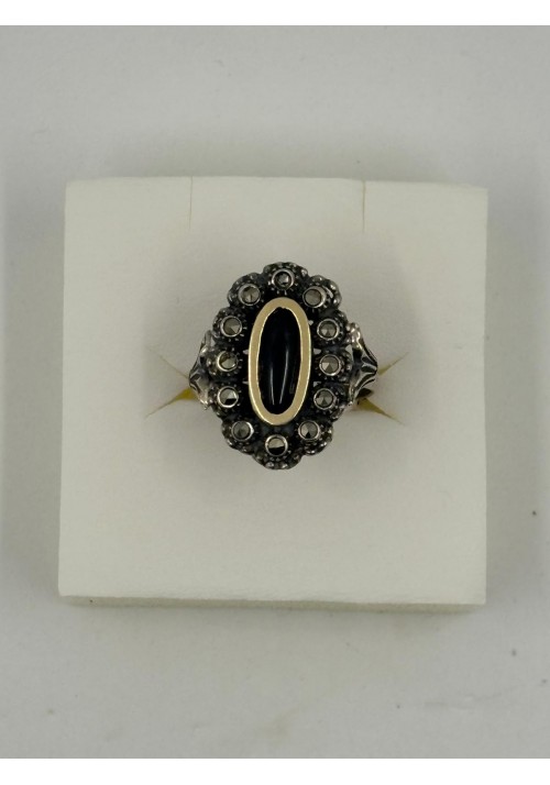 SORTIJA PLATA OXIDADA Y PIEDRA NEGRA