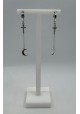 PENDIENTES PLATA LARGOS CADENA CRUZ Y MEDIA LUNA