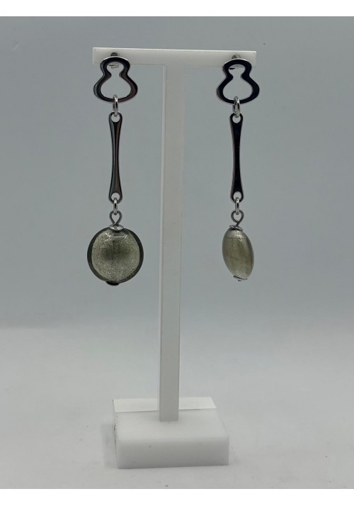 PENDIENTES ACERO LARGOS CADENITA Y PIEDRA DE COLOR