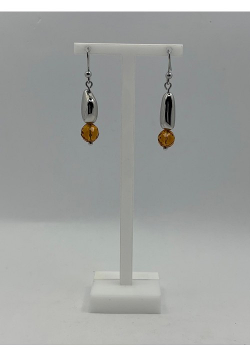 PENDIENTES ACERO LARGOS PIEDRA DE COLOR