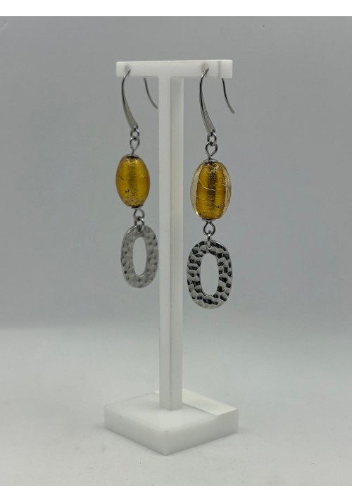 PENDIENTES ACERO LARGOS PIEDRA DE COLOR