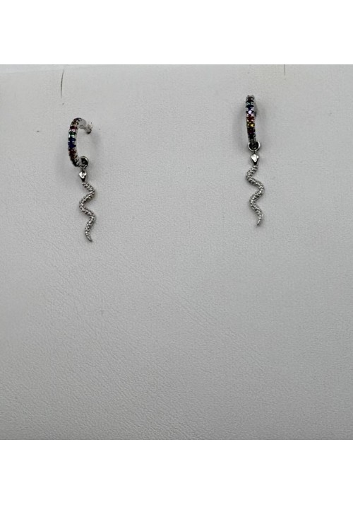 PENDIENTES PLATA RODIADA CON CIRCONITAS Y PIEDRA DE COLOR