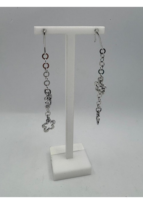 PENDIENTES PLATA RODIADA LARGOS CON MOTIVOS