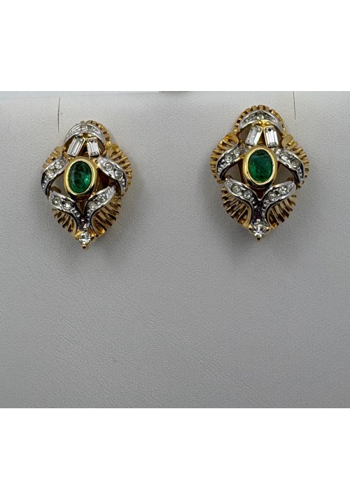 PENDIENTES CHAPADOS BICOLOR CON PIDRAS DE COLOR