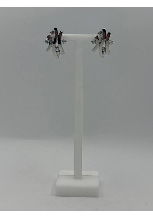 PENDIENTES DE ACERO CON PIEDRAS BLANCAS