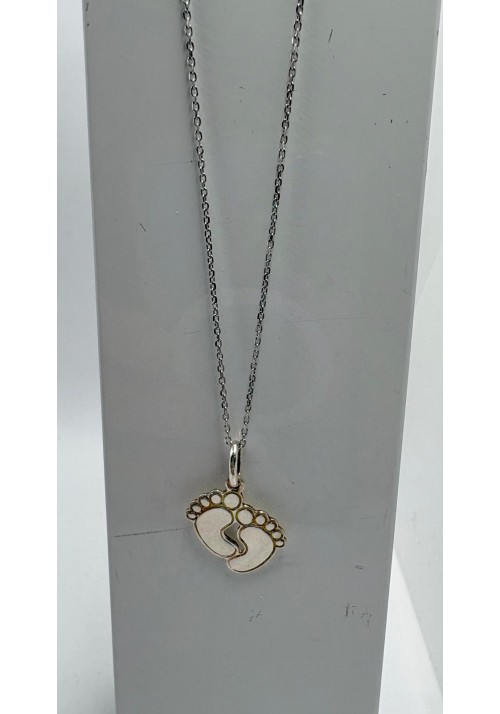 COLGANTE PLATA CON SILUETA DE PIES DE BEBE