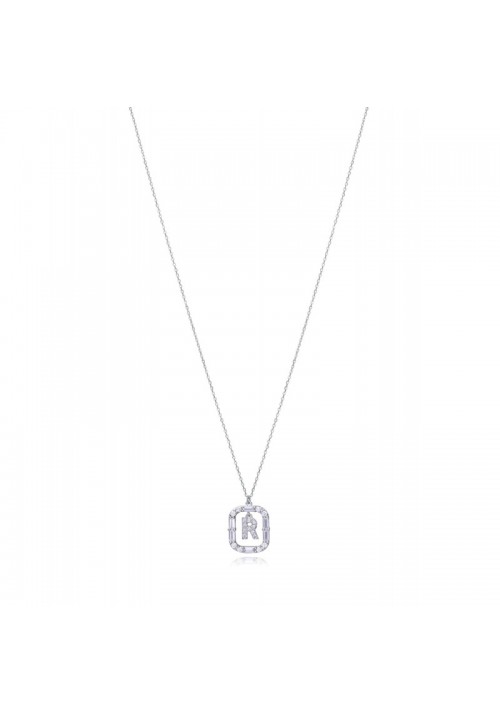 GARGANTILLA PLATA CON INICIAL R Y CIRCONITAS