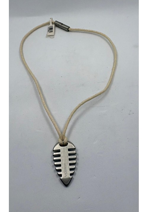 COLGANTE ACERO CON CORDON DE SEDA EN TONO BEIGE