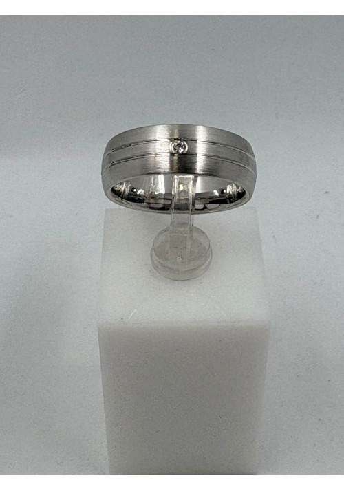 SORTIJA PLATA MATIZADA TIPO ALIANZA CON CIRCONITA